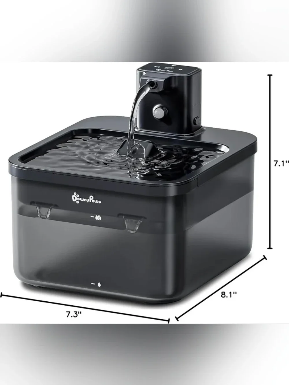 DownyPaws Black Pet Water Fountain